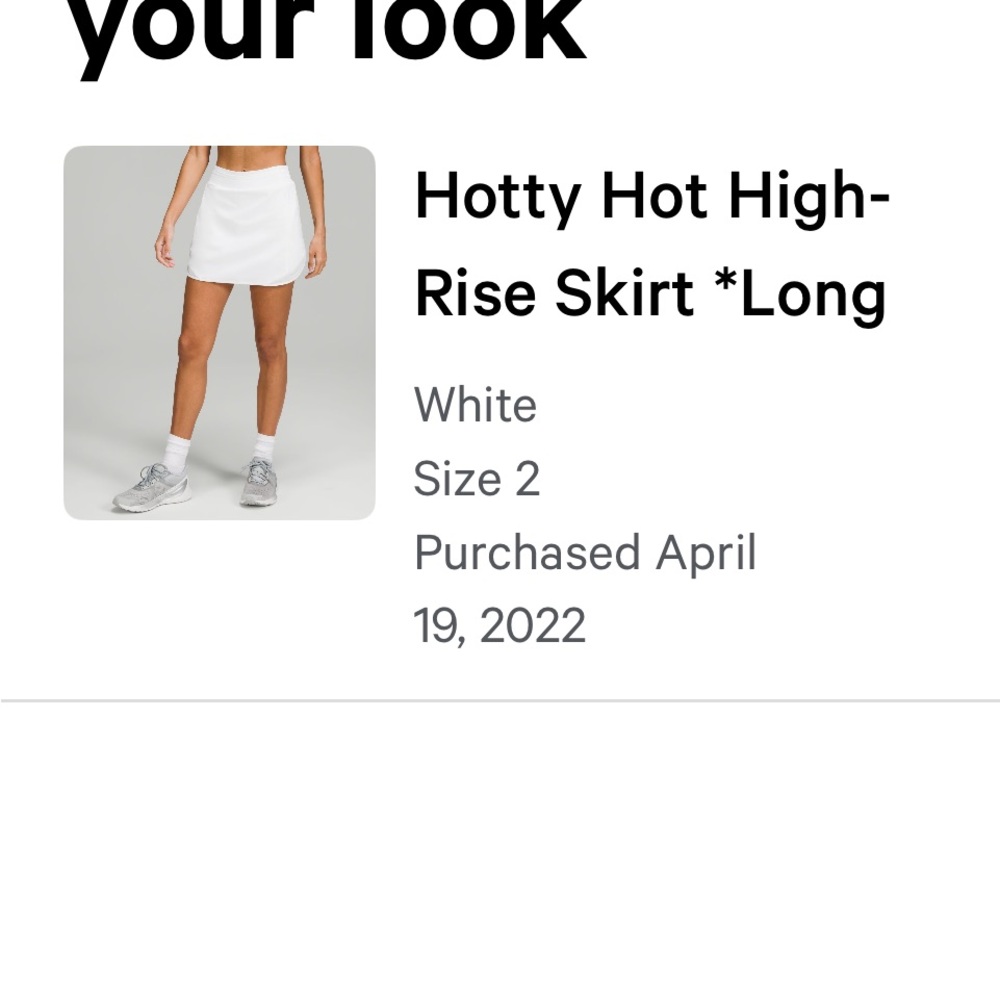 Lululemon  hotty hot skirt high rise long - size 2 white